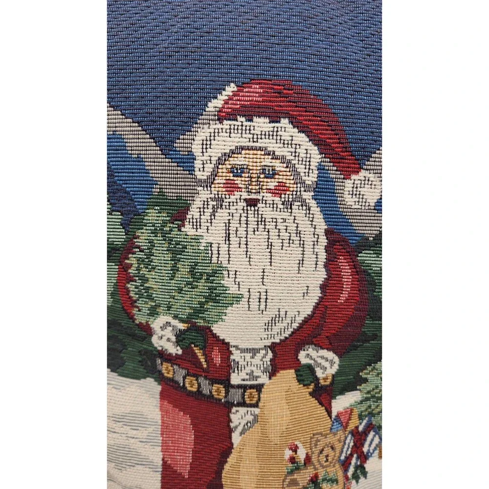 Holiday Tapestry Pillows (2) Santa Claus/Reindeer Vintage 12X9, 12X6